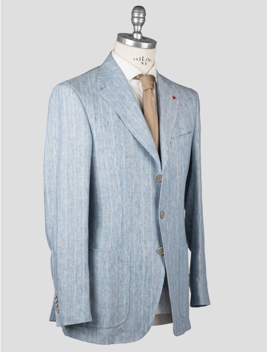 Isaia Isaia Light Blue Beige Linen Blazer Light Blue / Beige 001