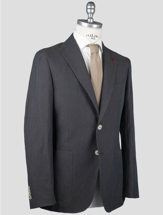 Isaia Isaia Gray Cotton Linen Blazer Gray 001