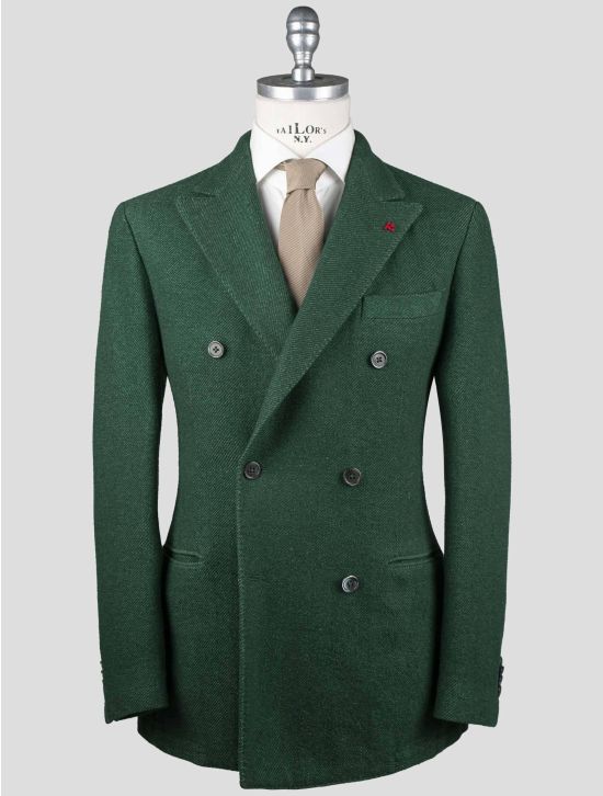 Isaia Isaia Green Wool Cotton Blazer Green 000