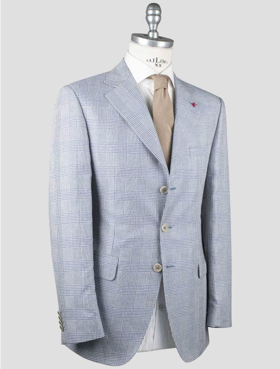 Isaia Isaia Light Blue Linen Cotton Blazer Light Blue 001