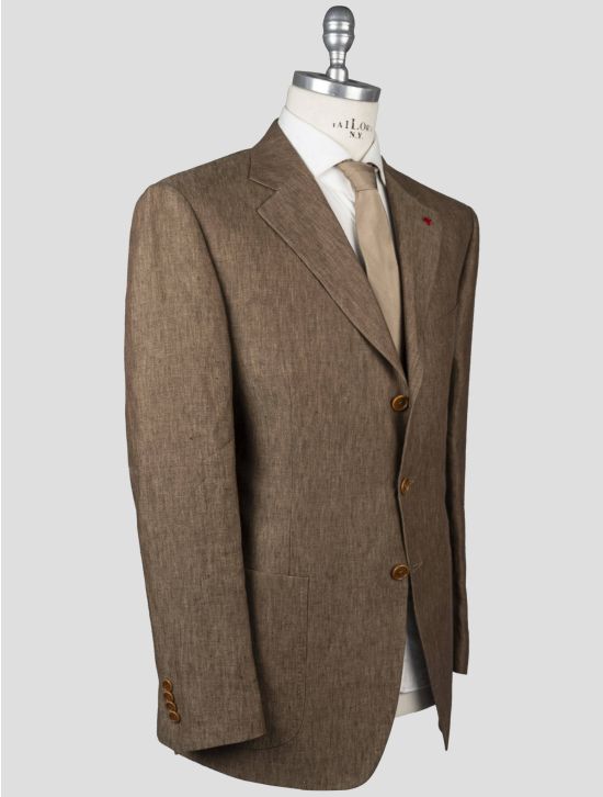 Isaia Isaia Brown Linen Blazer Brown 001