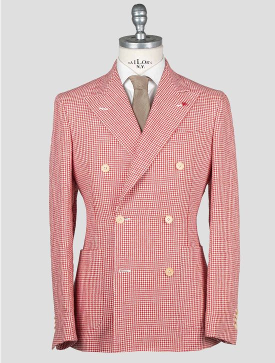 Isaia Isaia Red White Linen Blazer Red / White 000