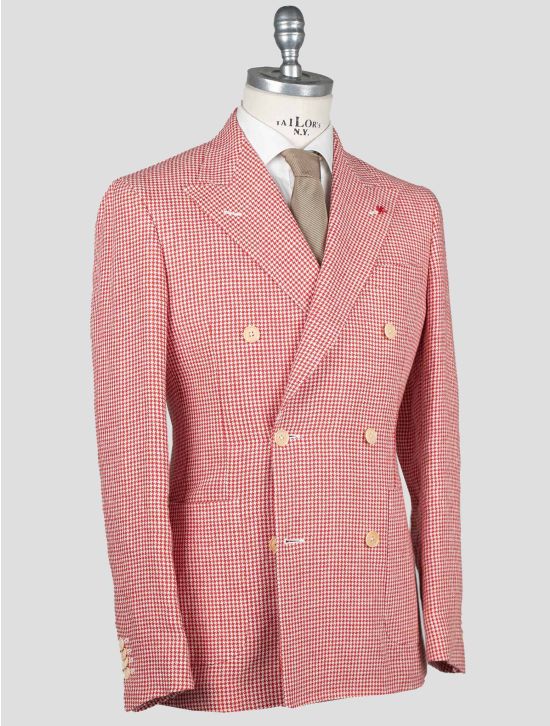 Isaia Isaia Red White Linen Blazer Red / White 001