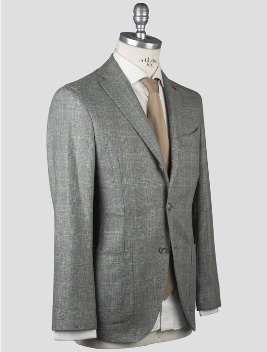 Isaia Isaia Gray Green Silk Wool Blazer Gray / Green 001