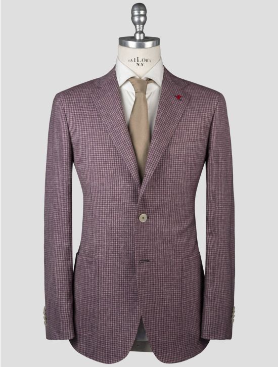 Isaia Isaia Pink Black Wool Linen Silk Blazer Pink / Black 000