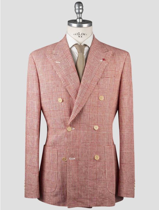 Isaia Isaia Red White Linen Blazer Red / White 000