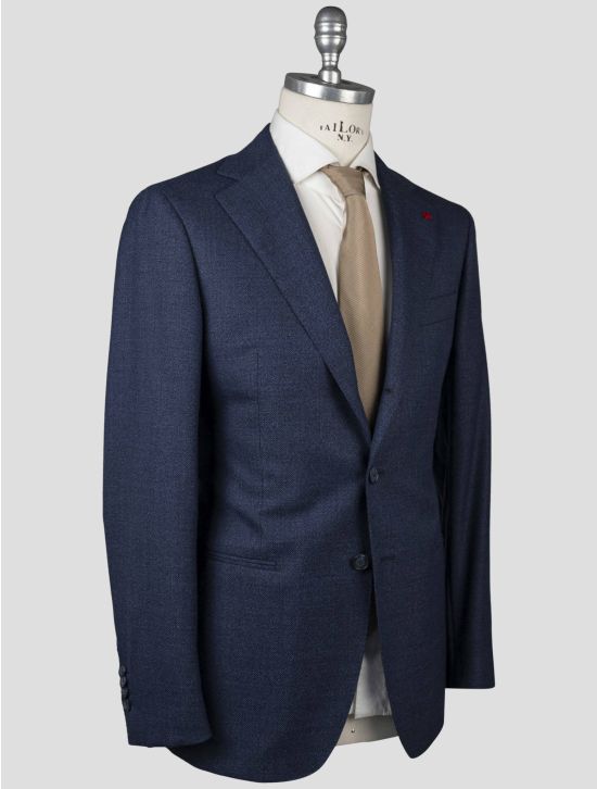 Isaia Isaia Blue Virgin Wool Blazer Blue 001