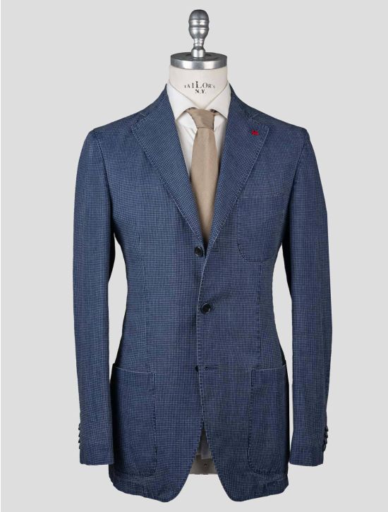 Isaia Isaia Blue Cotton Linen Blazer Blue 000