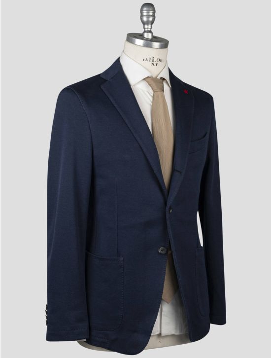 Isaia Isaia Blue Cotton Lycra Blazer Blue 001