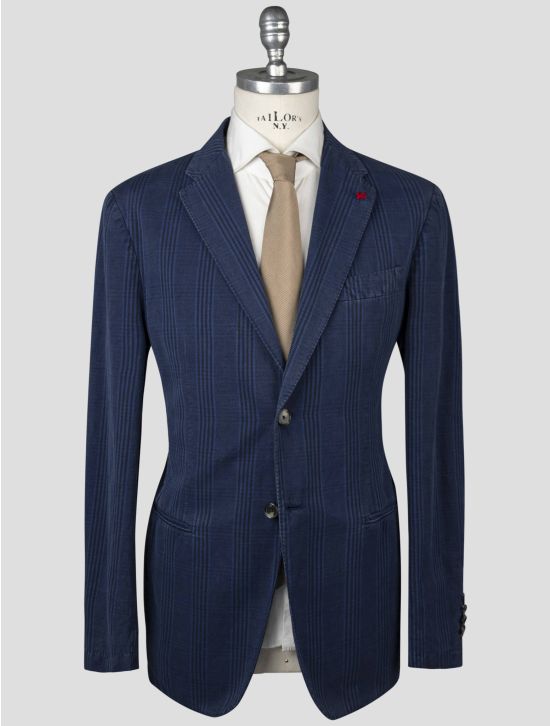 Isaia Isaia Blue Cotton Linen Blazer Blue 000