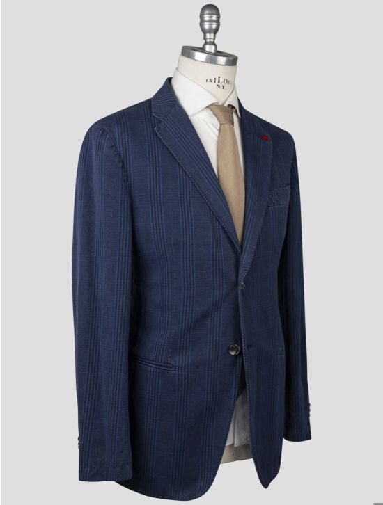 Isaia Isaia Blue Cotton Linen Blazer Blue 001