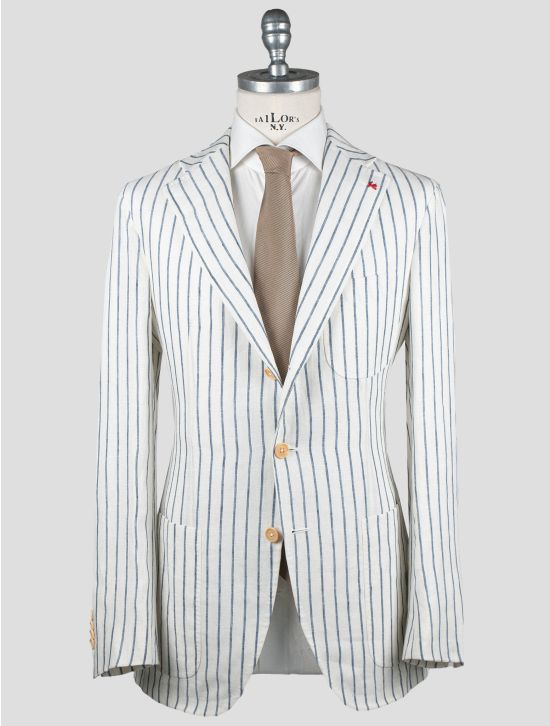 Isaia Isaia Blue White Linen Blazer Blue / White 000