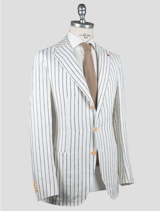 Isaia Isaia Blue White Linen Blazer Blue / White 001