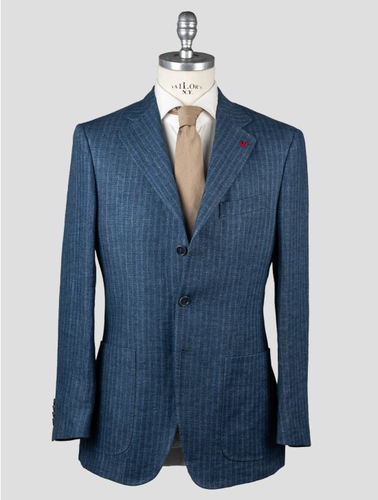 Isaia Isaia Blue Linen Blazer Blue 000