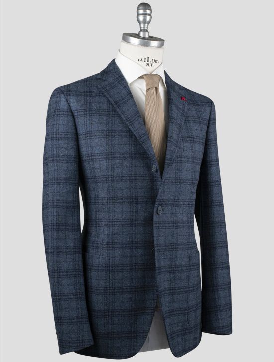 Isaia Isaia Blue Wool Cashmere Silk Blazer Blue 001