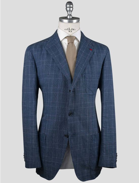 Isaia Isaia Blue Linen Cotton Blazer Blue 000