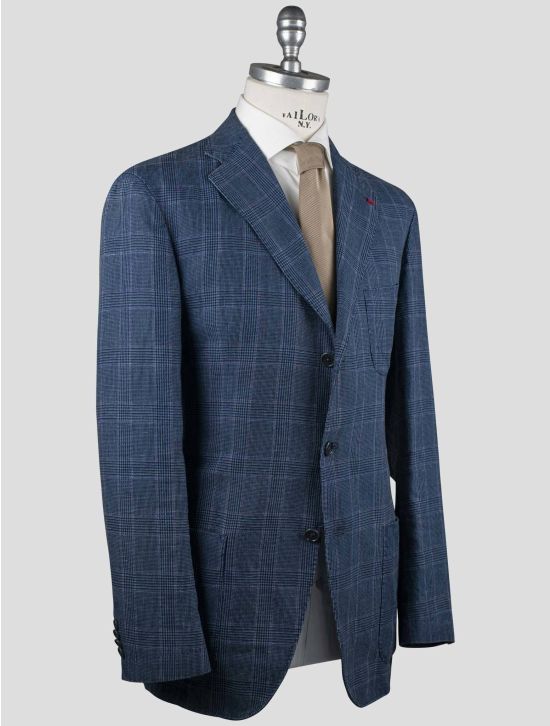 Isaia Isaia Blue Linen Cotton Blazer Blue 001