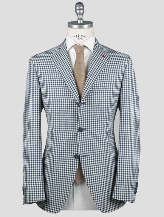 Isaia Isaia Blue White Linen Cotton Blazer Blue / White 000