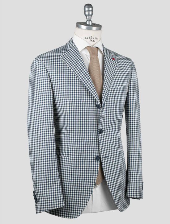 Isaia Isaia Blue White Linen Cotton Blazer Blue / White 001