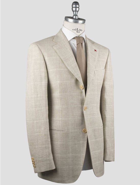 Isaia Isaia Beige Linen Wool Silk Blazer Beige 001