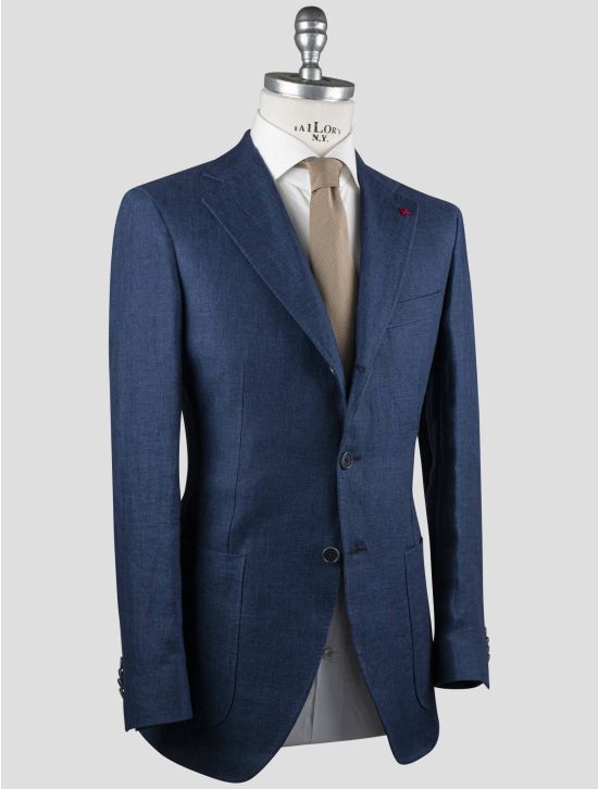 Isaia Isaia Blue Linen Blazer Blue 001