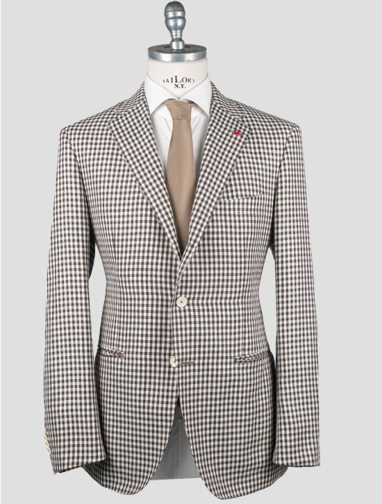 Isaia Isaia Brown White Linen Cotton Blazer Brown / White 000