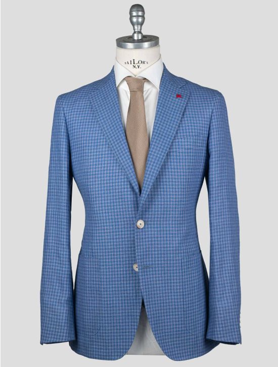 Isaia Isaia Blue Linen Wool Blazer Blue 000