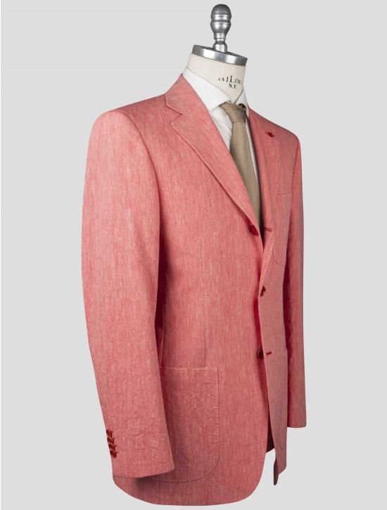 Isaia Isaia Red Linen Cotton Blazer Red 001