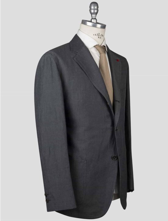 Isaia Isaia Gray Cotton Linen Blazer Gray 001