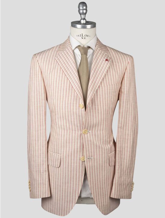 Isaia Isaia Red White Linen Cotton Blazer Red / White 000