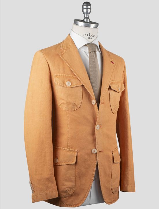 Isaia Isaia Orange Linen Cotton Blazer Orange 001