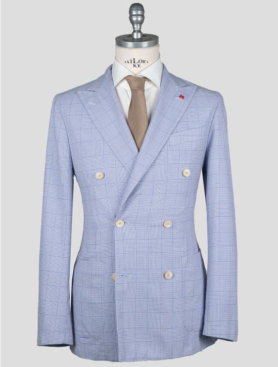 Isaia Isaia Light Blue Wool Cotton Blazer Light Blue 000