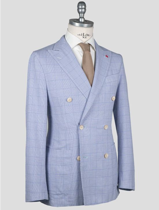 Isaia Isaia Light Blue Wool Cotton Blazer Light Blue 001