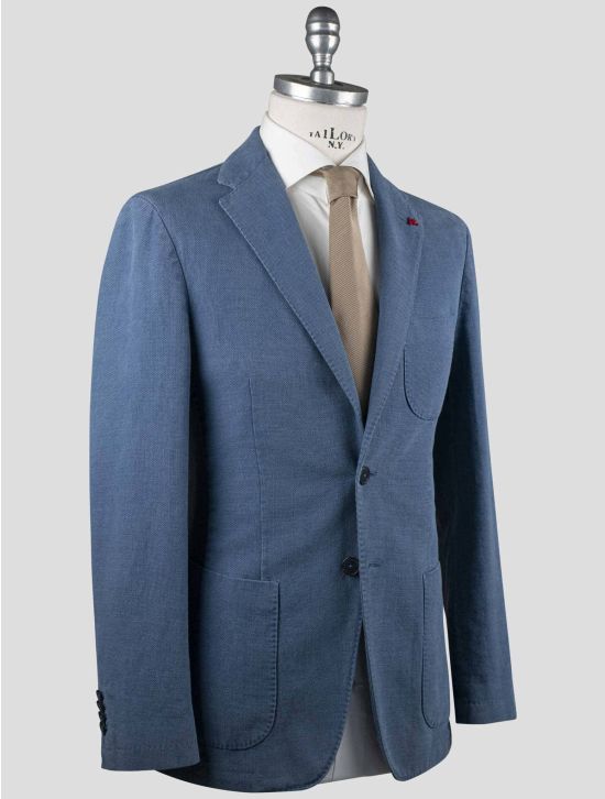 Isaia Isaia Light Blue Cotton Linen Blazer Light Blue 001