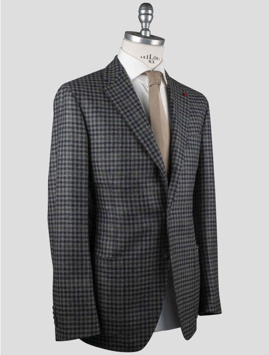 Isaia Isaia Green Gray Wool Cashmere Blazer Green / Gray 001