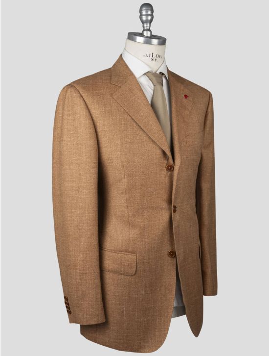 Isaia Isaia Orange Wool Silk Linen Blazer Orange 001