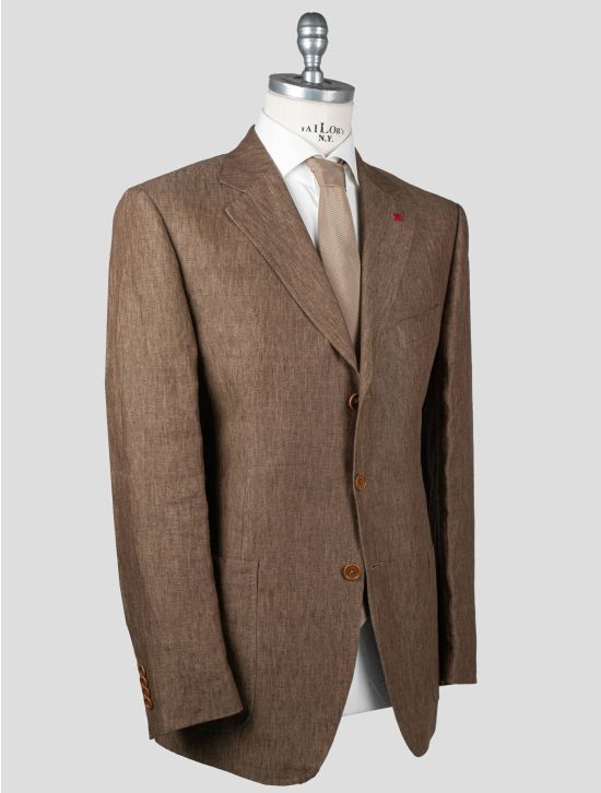 Isaia Isaia Brown Linen Blazer Brown 001