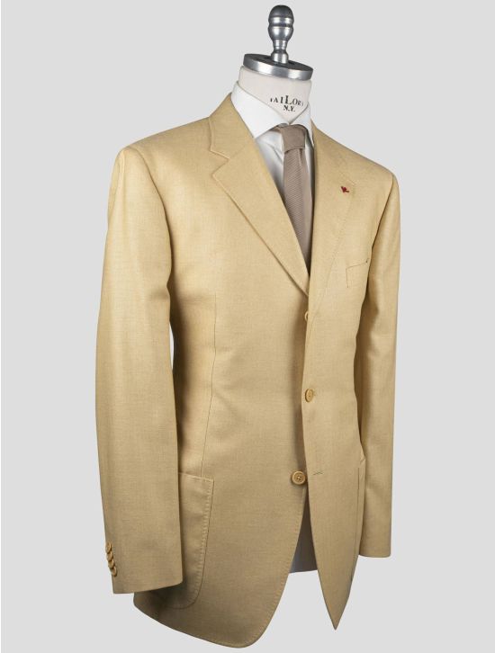 Isaia Isaia Green CV Silk Wool Blazer Yellow 001