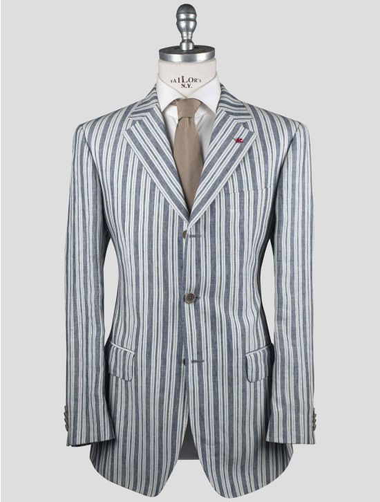 Isaia Isaia Blue White Linen Blazer Blue / White 000