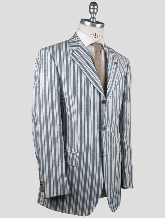 Isaia Isaia Blue White Linen Blazer Blue / White 001