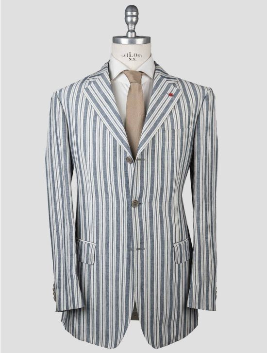 Isaia Isaia Blue White Linen Blazer Blue / White 000