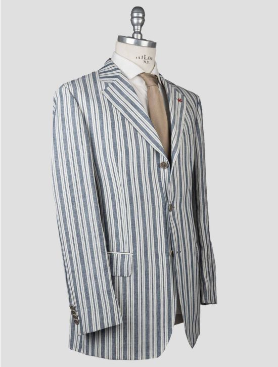 Isaia Isaia Blue White Linen Blazer Blue / White 001