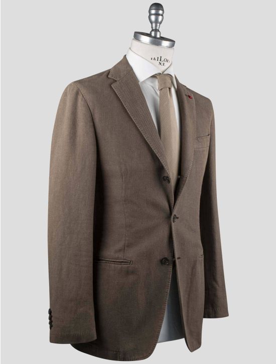 Isaia Isaia Brown Cotton Linen Blazer Brown 001