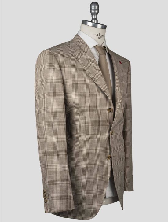 Isaia Isaia Brown Linen Wool Silk Blazer Brown 001