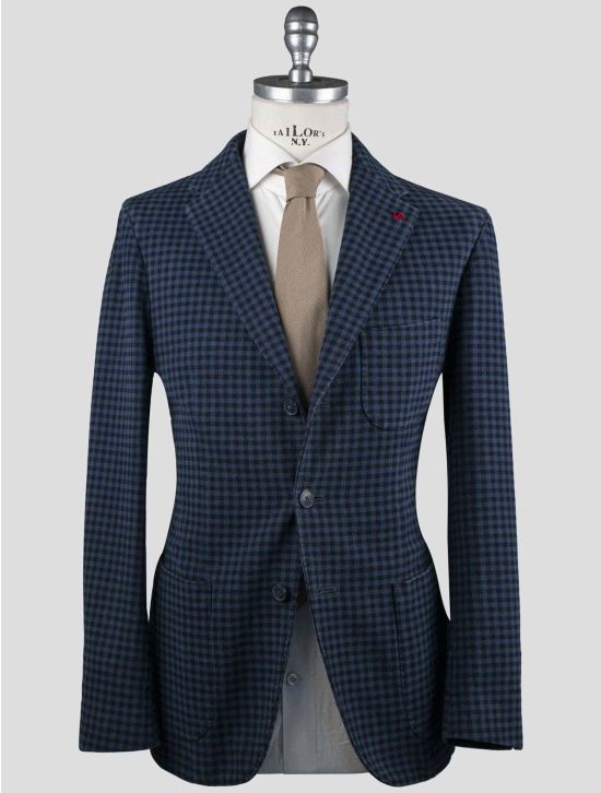 Isaia Isaia Blue Black Cotton Blazer Blue / Black 000