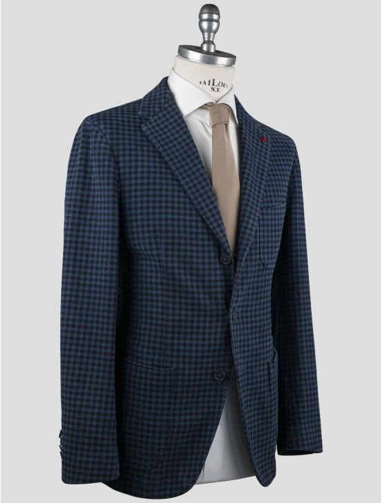 Isaia Isaia Blue Black Cotton Blazer Blue / Black 001