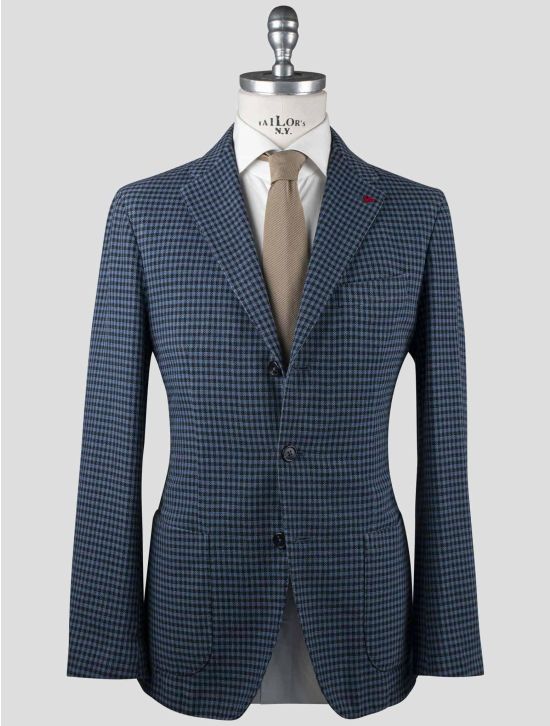 Isaia Isaia Blue Black Cotton Blazer Blue / Black 000