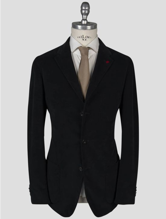 Isaia Isaia Black Cotton Ea Velvet Blazer Black 000