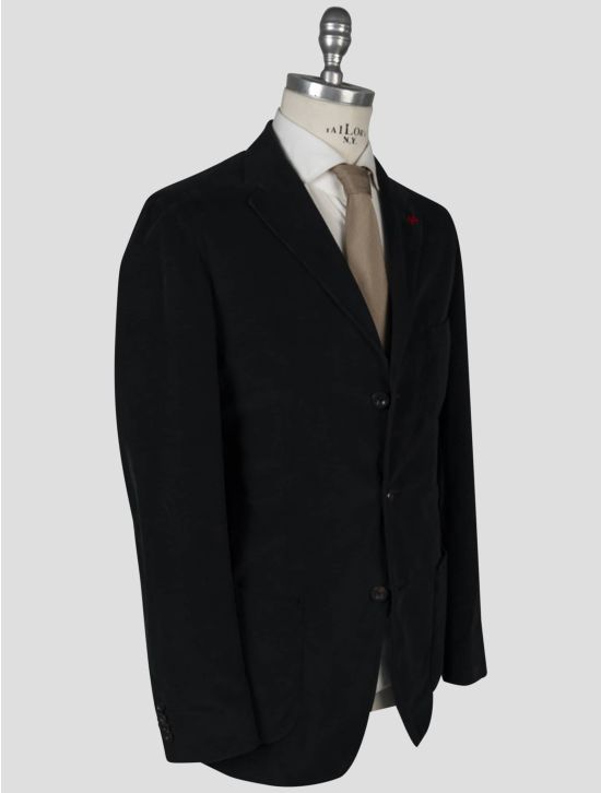 Isaia Isaia Black Cotton Ea Velvet Blazer Black 001