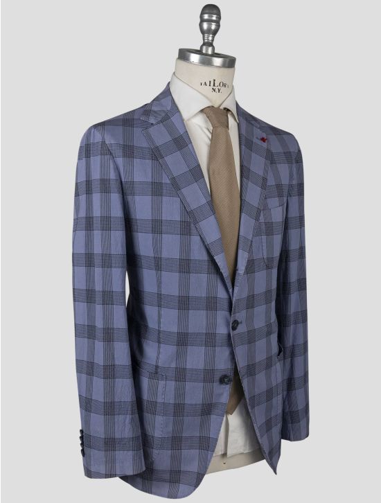 Isaia Isaia Blue Cotton Ea Blazer Blue 001